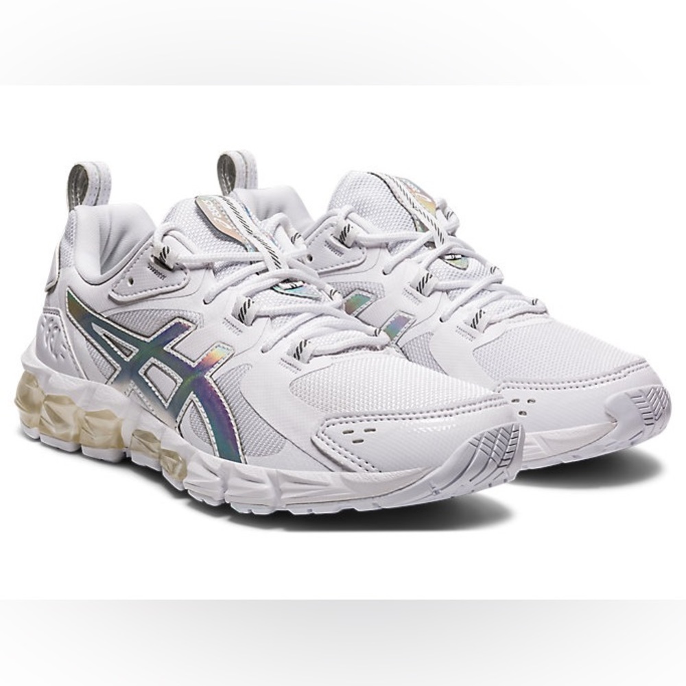 Asics White Athletic Shoes with Iridescent Accents